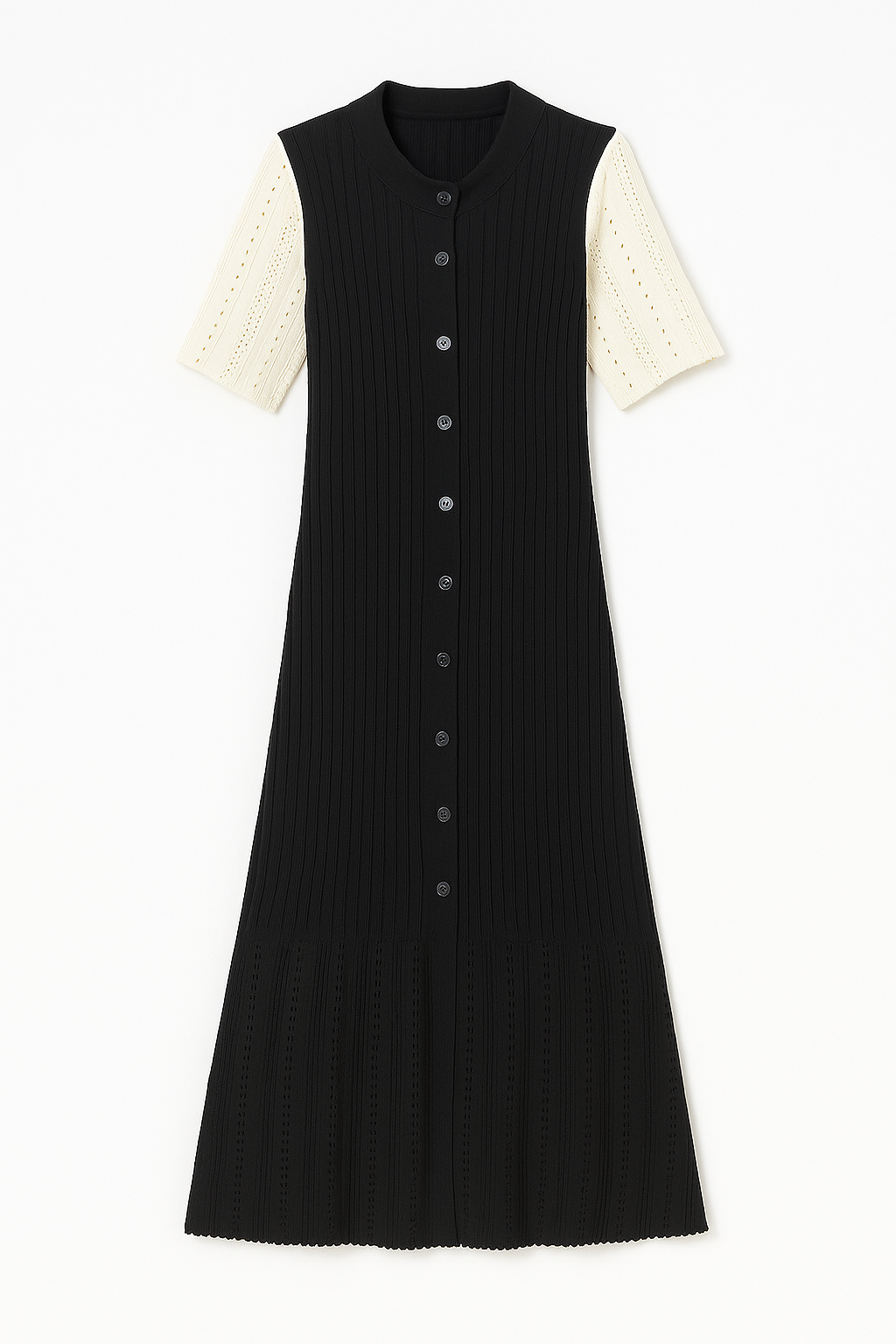 Sophie – Elegante Gebreide Zomerjurk met Knoopdetail