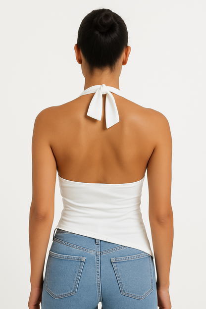 Lola – Elegante Halter Crop Top met V-hals