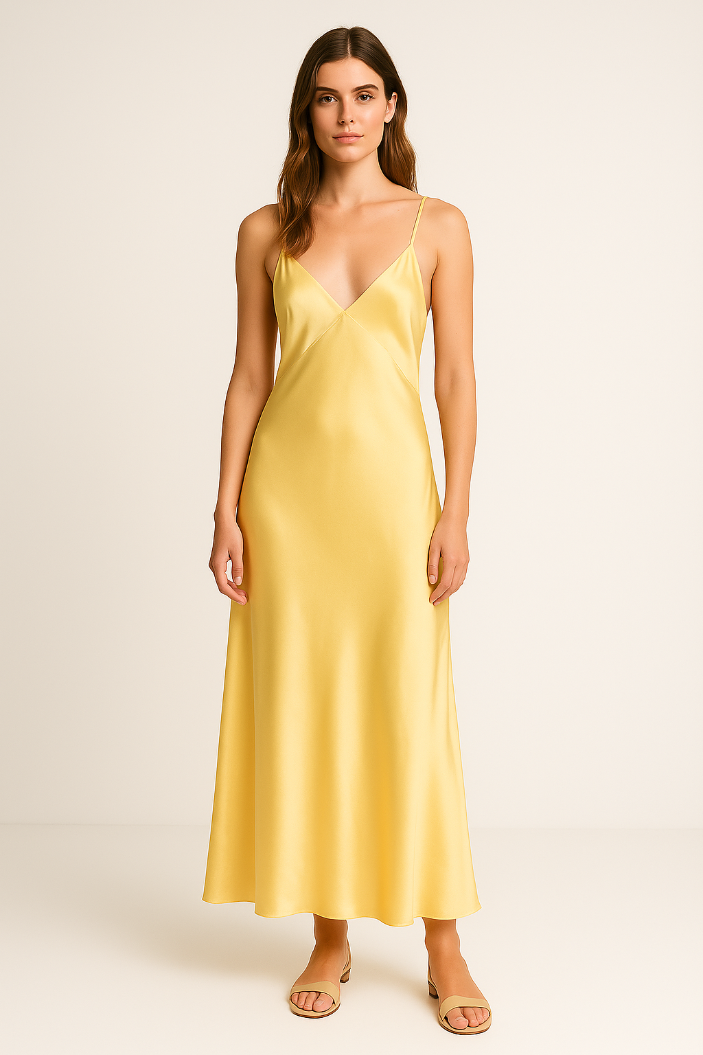 Tessa – Zomerse Gele Maxi Jurk met Open Rug