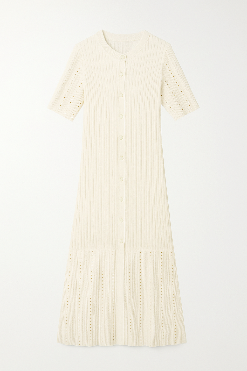 Sophie – Elegante Gebreide Zomerjurk met Knoopdetail